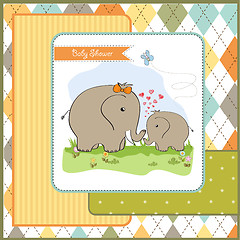 Image showing baby shower card with baby elephant and his mother