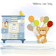 Image showing baby shower card with cute teddy bear