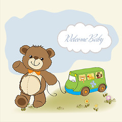 Image showing baby shower card with cute teddy bear