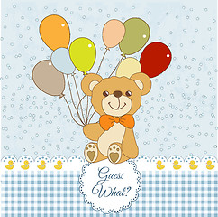 Image showing baby shower card with cute teddy bear