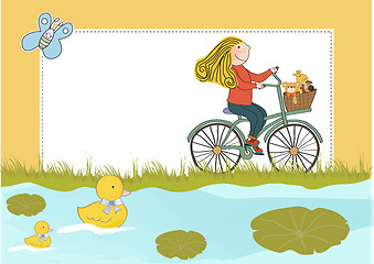 Image showing happy girl on bike