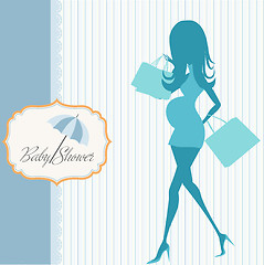 Image showing baby announcement card with beautiful pregnant woman