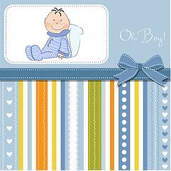 Image showing new baby announcement card with little baby