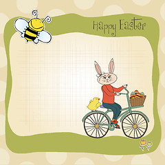 Image showing Easter bunny with a basket of Easter eggs