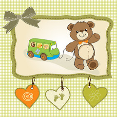 Image showing baby shower card with cute teddy bear