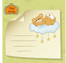 Image showing baby shower card with sleepy teddy bear