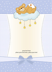 Image showing baby shower card with sleepy teddy bear