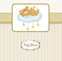 Image showing baby shower card with sleepy teddy bear