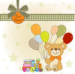 Image showing baby shower card with cute teddy bear