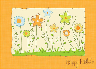 Image showing Easter greeting card with spring flowers