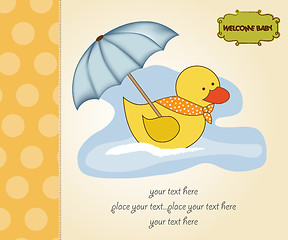 Image showing baby  shower card with duck toy