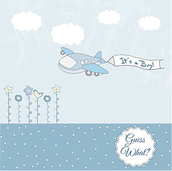 Image showing baby boy announcement card with airplane