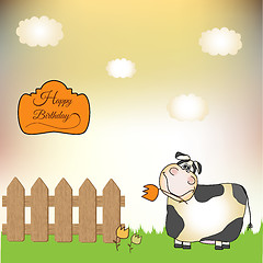 Image showing birthday card with cow