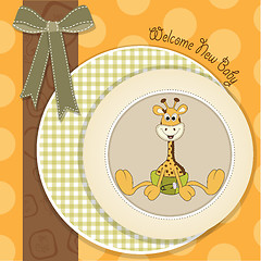 Image showing baby shower card with baby giraffe