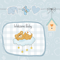 Image showing baby shower card with sleepy teddy bear