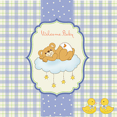 Image showing baby shower card with sleepy teddy bear