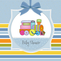 Image showing baby  shower card with toy train