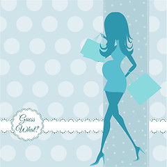 Image showing baby announcement card with beautiful pregnant woman