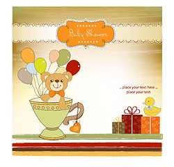 Image showing baby shower card with cute teddy bear