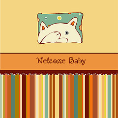 Image showing Birth card announcement with cat