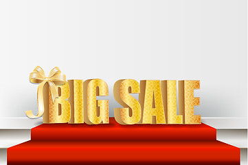 Image showing 3D big sale, made of pure, beautiful luxury gold