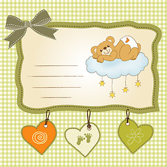 Image showing baby shower card with sleepy teddy bear