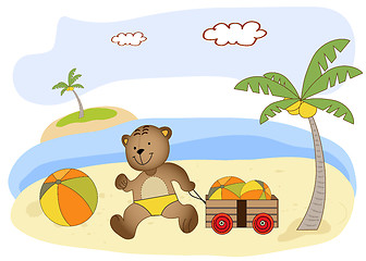 Image showing teddy bear play on the beach