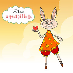 Image showing cute little doe who gives her heart. romantic and funny love gre