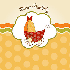 Image showing baby shower card with cute stroller