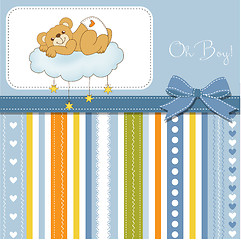 Image showing baby shower card with sleepy teddy bear