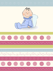 Image showing new baby announcement card with little baby