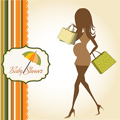 Image showing baby announcement card with beautiful pregnant woman