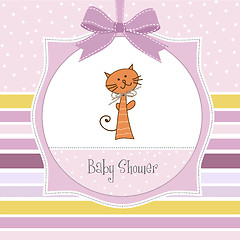 Image showing new baby shower card with cat