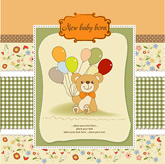 Image showing baby shower card with cute teddy bear