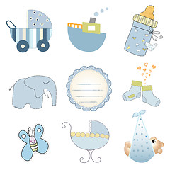 Image showing baby boy items set in vector format isolated on white background