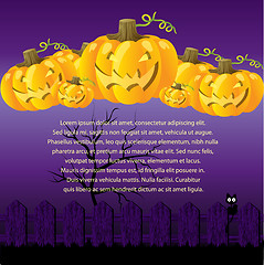 Image showing Halloween Illustration with Pumpkins for invite cards