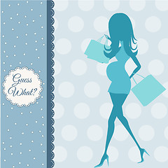 Image showing baby announcement card with beautiful pregnant woman