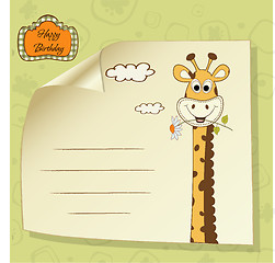 Image showing birthday greeting card with giraffe