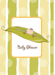 Image showing little boy sleeping in a pea been, baby announcement card