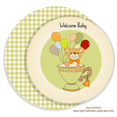 Image showing baby shower card with cute teddy bear