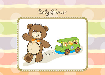 Image showing baby shower card with cute teddy bear