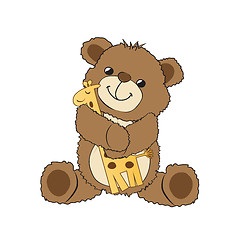 Image showing teddy bear playing with his toy, a giraffe