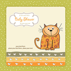 Image showing new baby shower card with cat