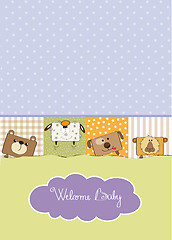 Image showing baby shower card with funny cube animals