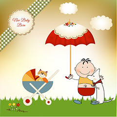 Image showing new baby invitation with umbrella
