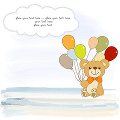 Image showing baby shower card with cute teddy bear