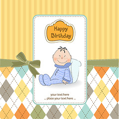 Image showing new baby announcement card with little baby