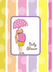 Image showing baby announcement card with beautiful pregnant woman