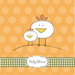Image showing new baby announcement card with chicken and mother