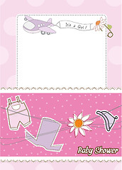 Image showing baby girl announcement card with airplane